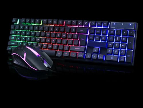 KIT Tastiera da gioco mouse PC, RGB LED,gaming keyboard.Rosso,blu,rosa,nero. cmk - Foto 1 di 2