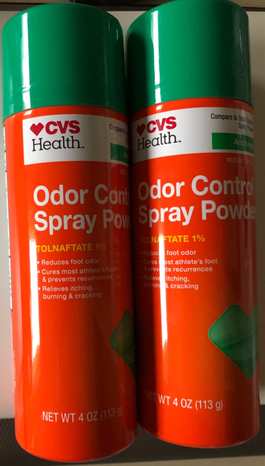 2X CVS Health Odor Control Antifungal Spray Powder Tolnaftate1 Itch