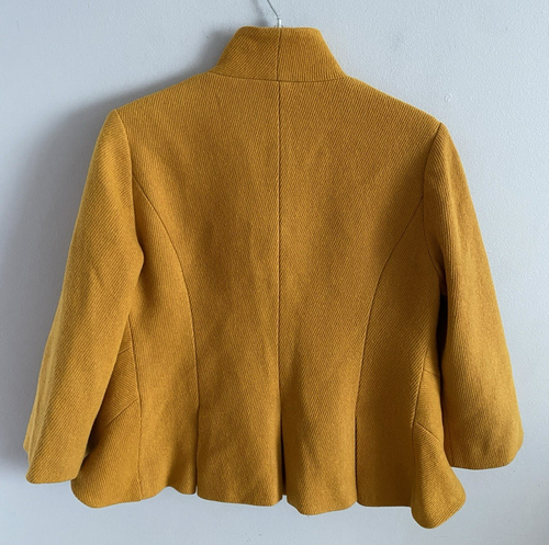 Anthropologie Tabitha Terrace Mustard Yellow Wool Blend Ruffle Blazer Jacket 6 - Picture 5 of 5