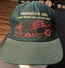 Vintage Camo Snapback Hat FISHERMAN'S LUCK Trucker Cap Made In USA