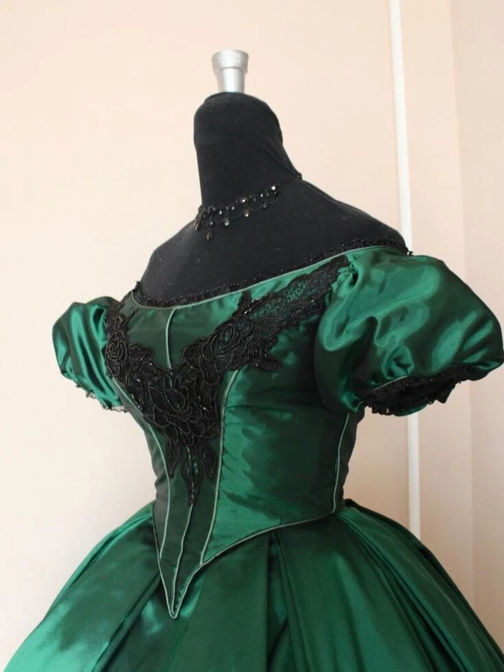 Vestidos de novia victorianos satinados vintage mangas cortas años 50 de encaje vestidos de novia Foto 3 de 4