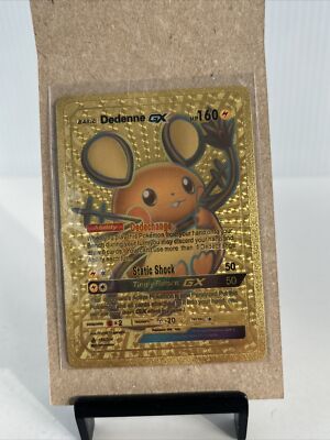 Dedenne GX Gold Toned Foil Pokemon Card Fan Art Display Card HP160