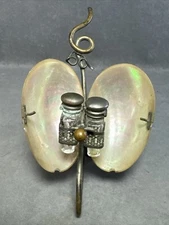 Antique Mother Of Pearl Perfume Holder W/ 2 Perfume Bottles