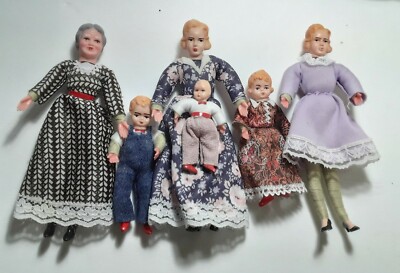 Vintage Concord Dollhouse Dolls LOT of 6 - 1:12 Extended family FREE SHIPPING!