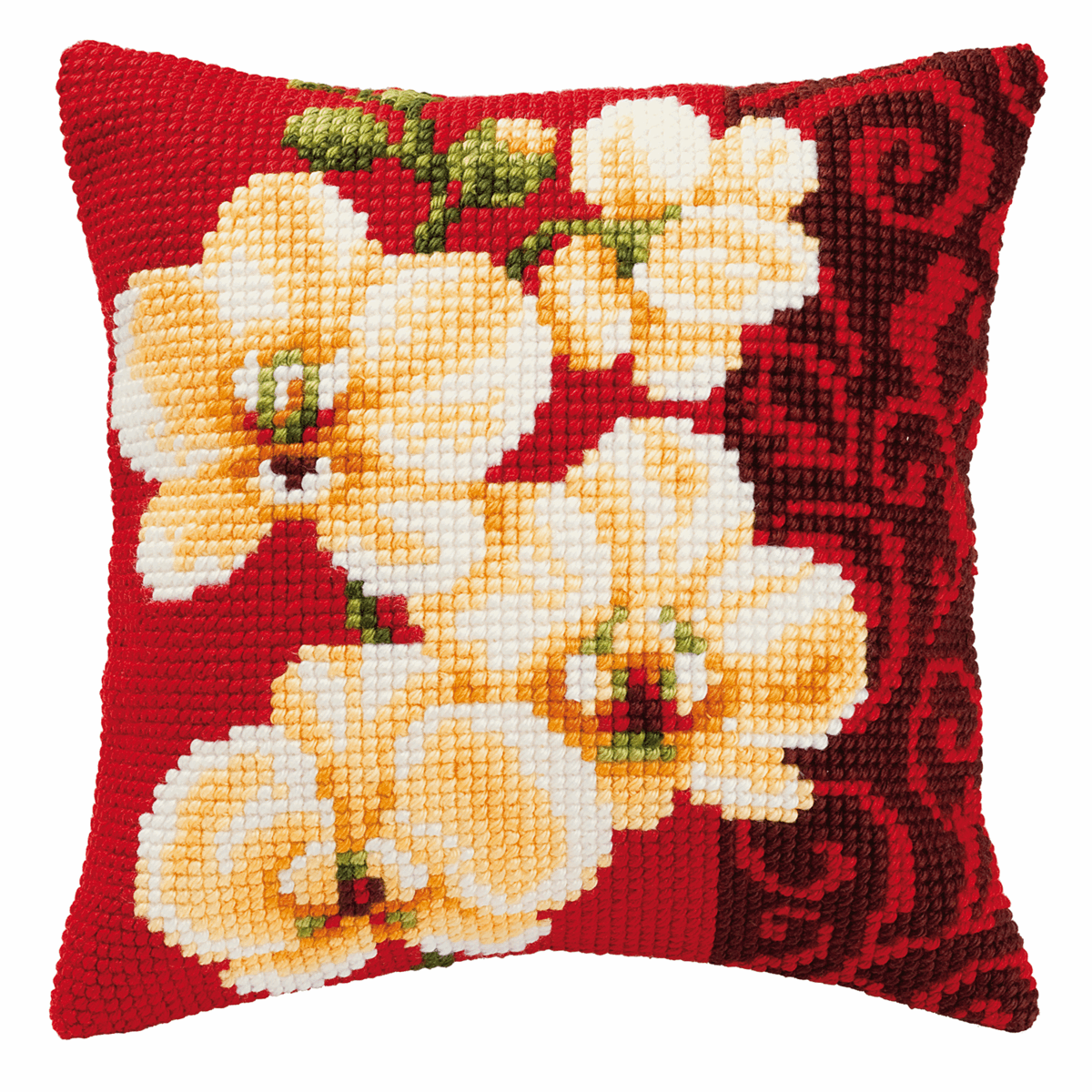 Vervaco Orchid Cross Stitch Cushion, Multi-Colour - Image 3