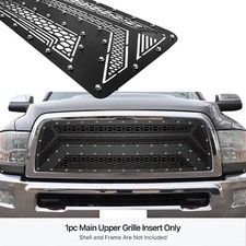 Fits 2010-2012 Dodge Ram 25003500 Upper Stainless Black Laser Cut Grille Insert