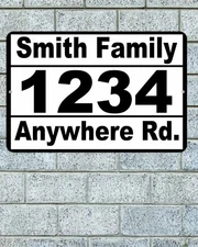 Personalized Home Address Sign Aluminum 12"x8" Last Name, House Number, Street