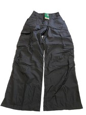 Womens HALARA Black Lightweight Wide Leg Cargo Nylon Pants Sz XS NEW NWT