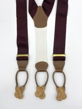 Dooney  Bourke Men's Braces Suspenders Button Leather Tips Dark Red Wine