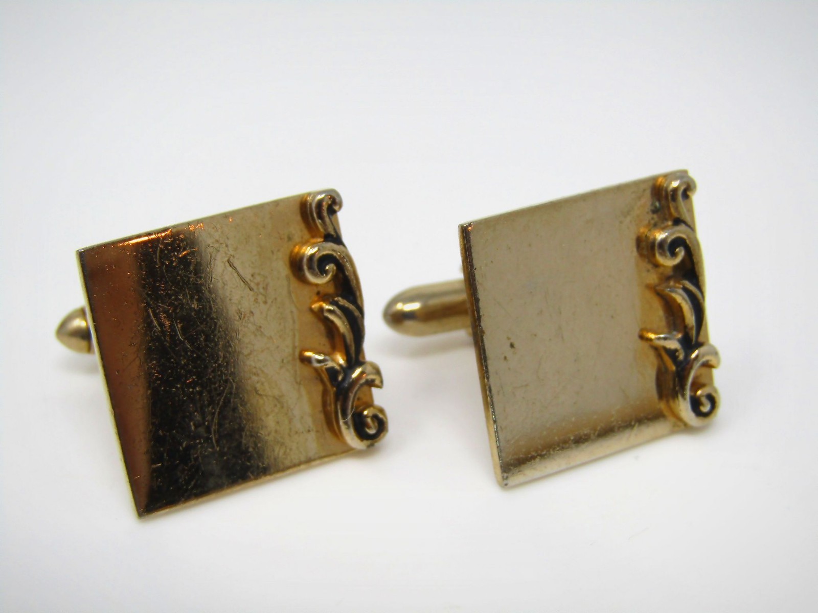 Vintage Collectible Cufflinks Vine Flower Design Gold Tone Square eBay
