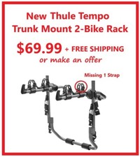 New Thule Tempo 2 Trunk Mount 2-Bike Rack 968DSG Missing 1 Rubber Strap