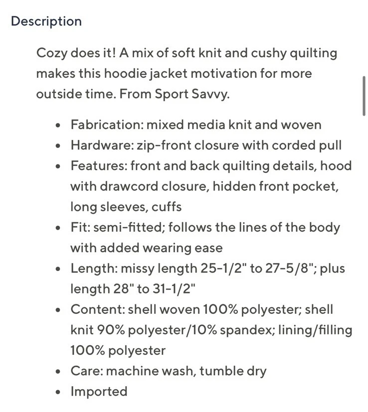 Sport Savvy Mix Media Quilted Hoodie Jacket Size S Fresh Mint A631101 - Image 4 of 4