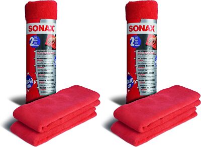 2x 2x SONAX MicrofaserTuch Außen - der Lackpflegeprofi 40 x 40 cm Poliertuch