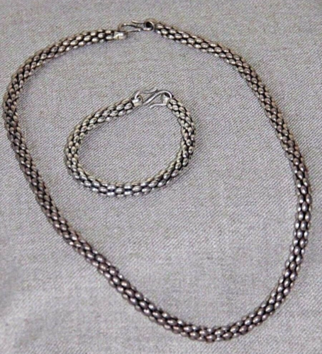 Collier + Armband Duo Kette 925 Sterlingsilber 56 cm Handarbeit 53 cm + 20,5 cm