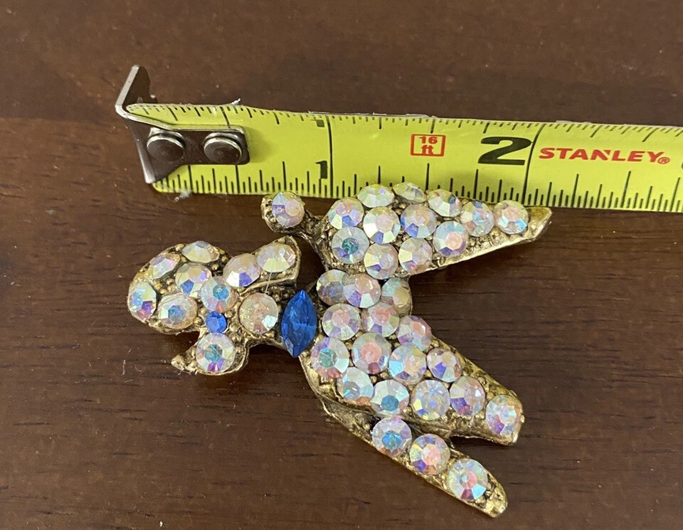 Broche DE COLECCIÓN Caniche Estrás Ojos Azules y Cuello Multicolor Usado Foto 4 de 4