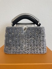 Louis Vuitton Capucines Bb Grey Sheep Fur Swarovski Embellishment Ayers Garnish
