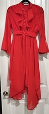 Farrow/Reformation Marrissa Flounce Long Valentine Red Ruffle Lined Dress Sz M
