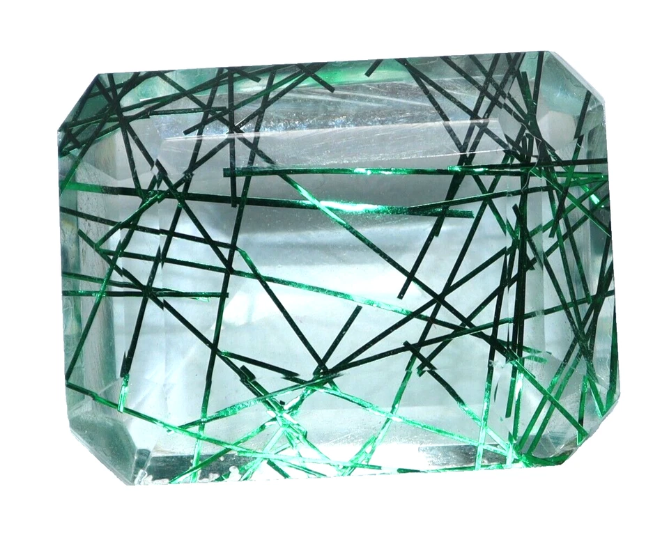 38 Karat Zertifiziert Natürliches Grün Smaragd Schliff Rutil Quarz Lose Dublette - Bild 3 von 4