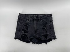 American Eagle High Rise Shortie Stretch Jean Shorts Womens Size 2 Black Denim