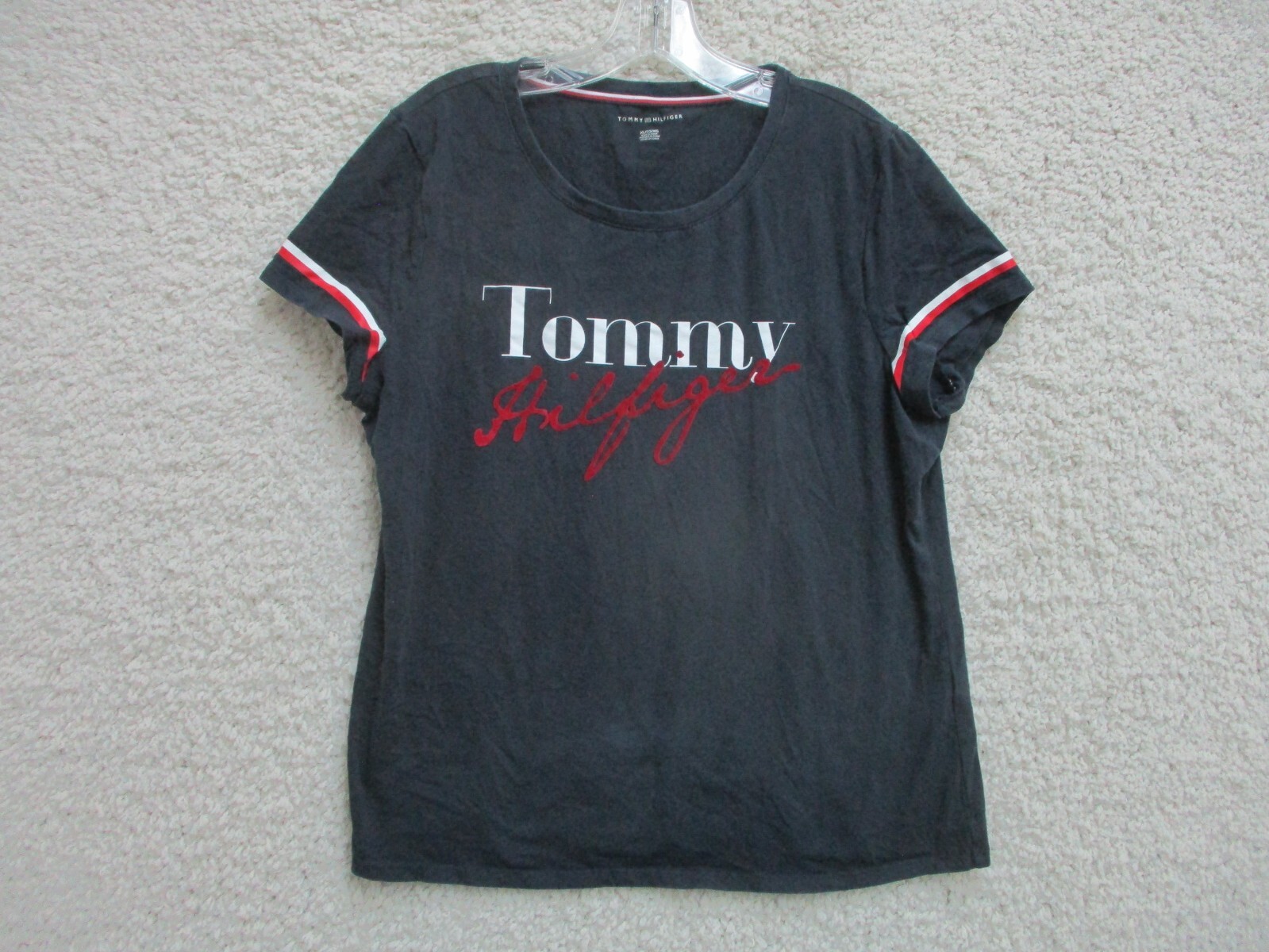 Tommy Hilfiger Shirt Extra Large Adult Blue Casual Cotton Short Sleeve Womens XL