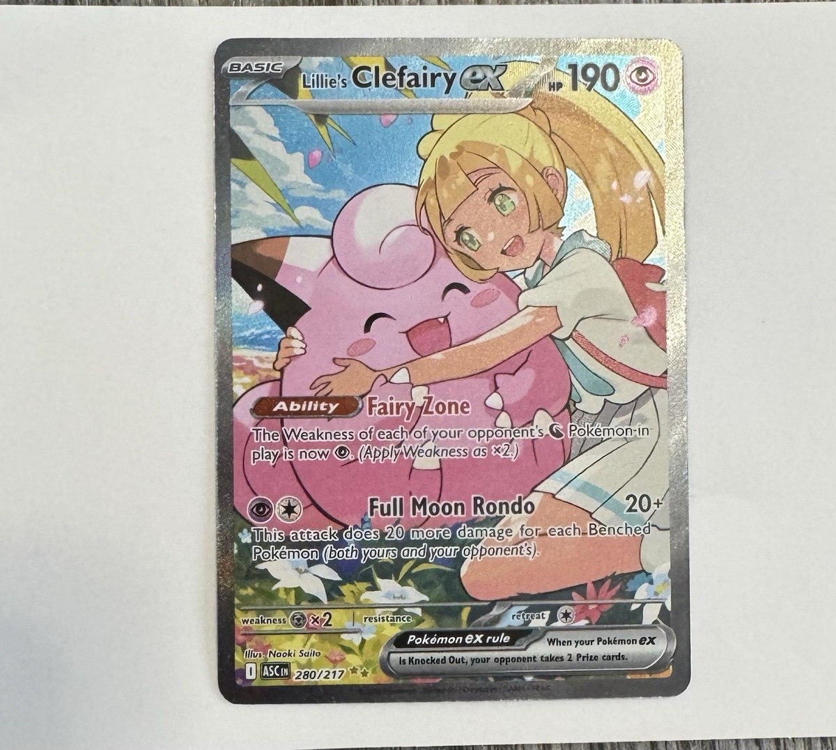 Lillie's Clefairy ex 280/217 SECRET SIR Pokemon Ascended Heroes IN