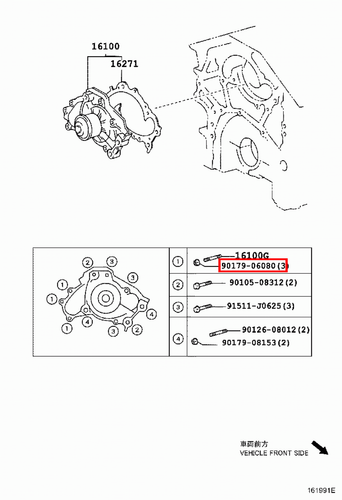 Genuine Toyota Camry MCV36 MCV31 MCV30 MCV20 Estima MCR40 MCR30 Water Pump Nut - Picture 18 of 20