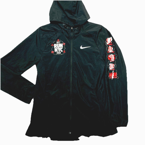 Nike Rain Jacket Womens Medium Black Run NYC Tour Windbreaker Running