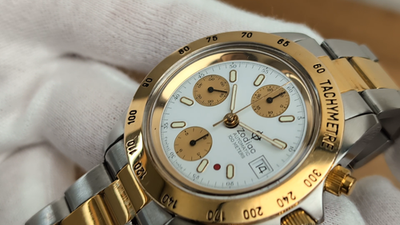 Zodiac Red Dot Chronograph Automatic Gold Date Men's Watch Vintage