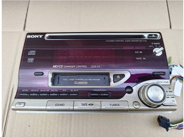 Sony WX-C40 Double DIN CD MD Player FM AM Radio Car Audio Tested