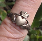 ~VTG~"FNM"~MADE IN IRELAND~"925"~STERLING~SILVER~"CLADDAGH"~RING~SIZE~10~SIGNED~