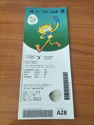 Used Ticket Olympic 14.08. 2016 Rio Olympia A28 Basketball 2