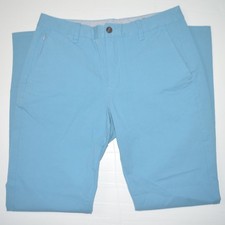 Mint BONOBOS Slim Fit Stretch Cotton Aqua Blue Flat Front Chino Pants 32 x 32