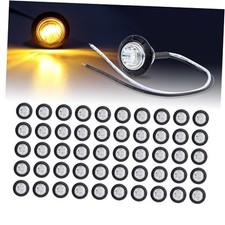 50 Pcs Mini Round 3/4 Inch LED Side Marker Clearance Lights 3 Clear Lens Amber
