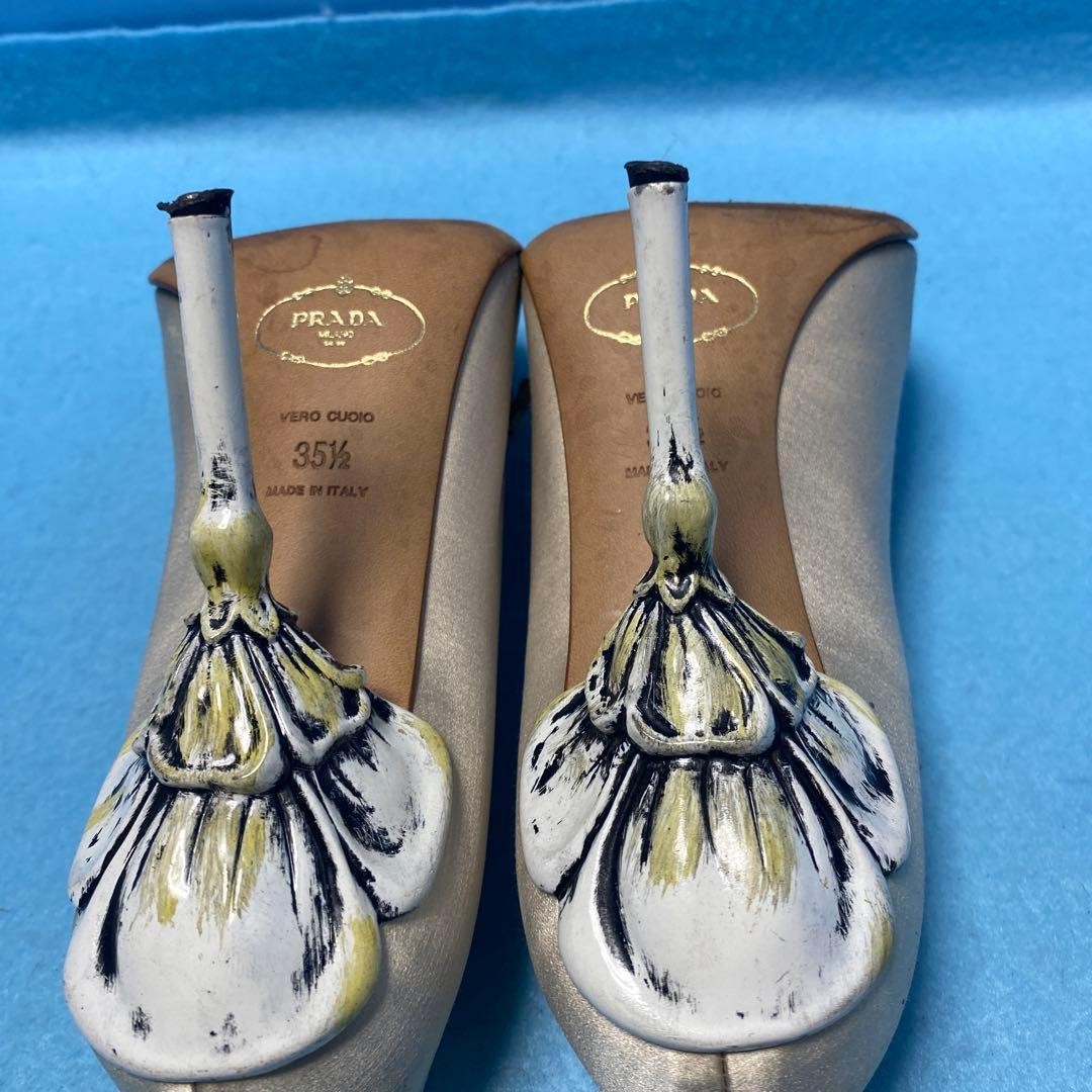 PRADA Women's Heel Pumps Size:35.5/JP:22.5 Leather Gold From Japan 135157K Auth thumbnail 11