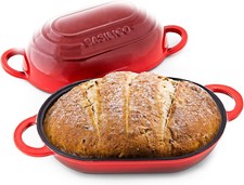 Enameled Cast Iron Bread Oven 2 Qt Red Non-St...