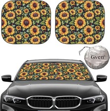 Windshield Sun Shade 2pcs with Bonus Car Sunshade for Front Standard Sunflower