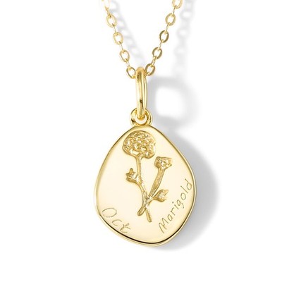 Birth Flower Necklace 18k Gold Plated Custom Pendant Necklaces Dainty Perso - 08
