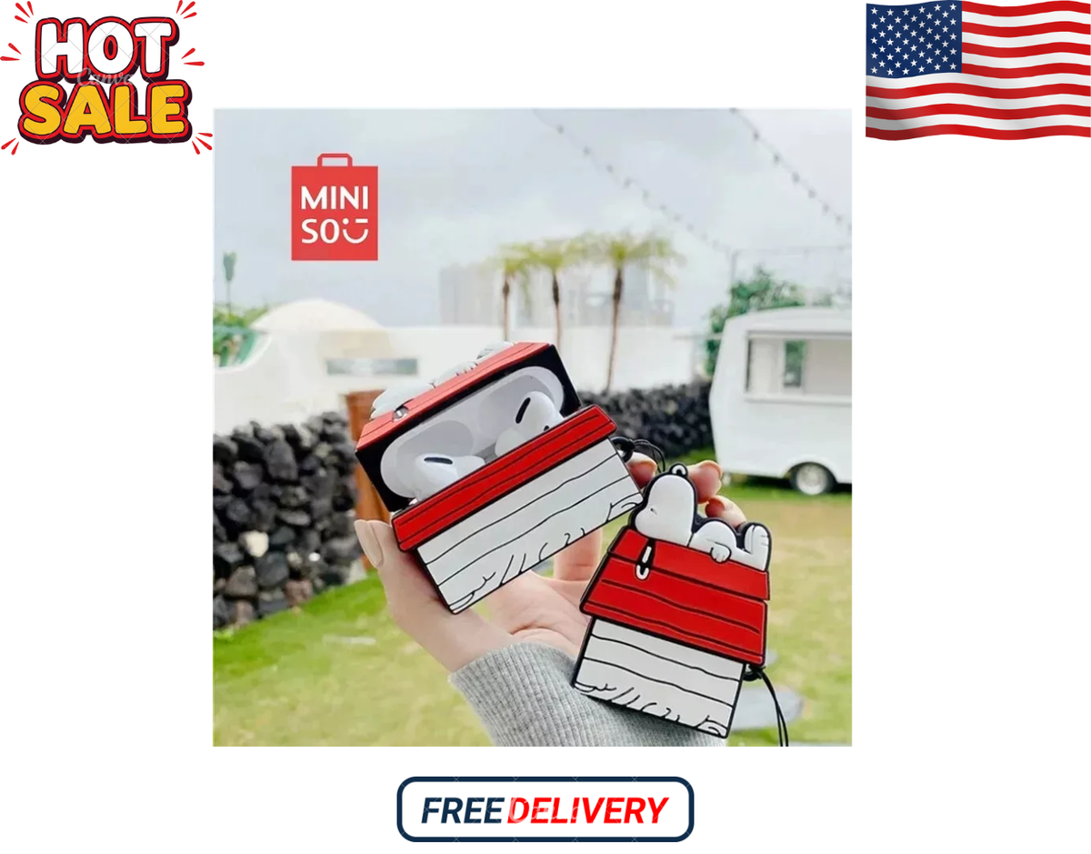 NEW MINISO Snoopy Earphone Case for AirPods Pro 1/2 with Lanyard  Protective