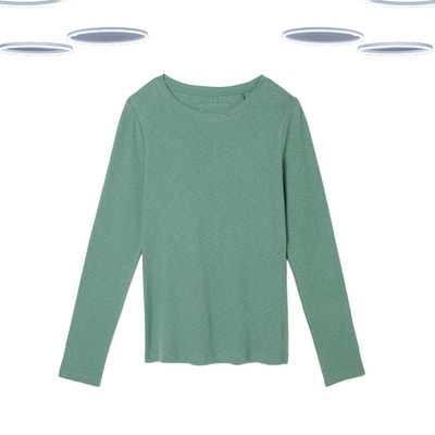 Ex Fat Face Damen T-Shirt - Geripptes Langarm Mintgrün