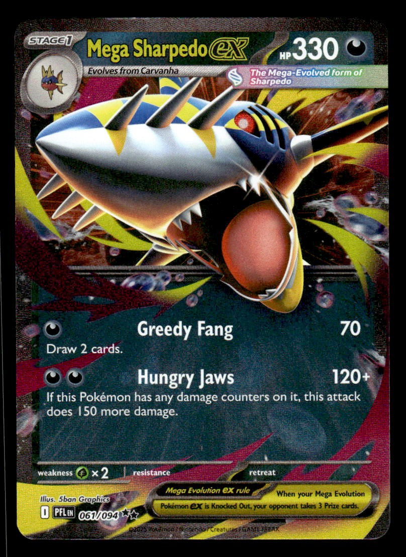 Pokemon TCG Phantasmal Flames #061/094 Mega Sharpedo ex NM