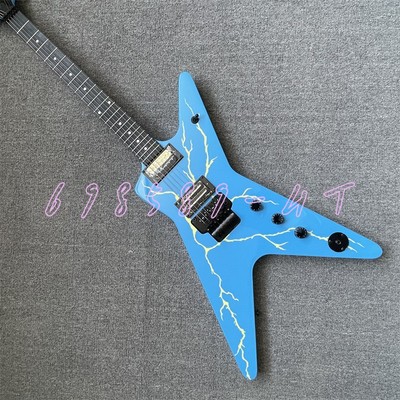 Lightning Blue Electric Guitar Special Shape Floyd Rose Bridge Black H-H Pickups
