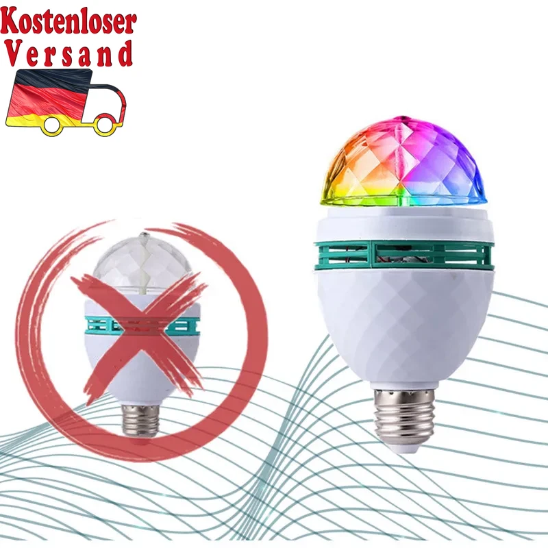 9W E27 RGB Led Lamp Bulb Magic Color Projector Auto Rotating Stage Light AC85-26 - Bild 3 von 4