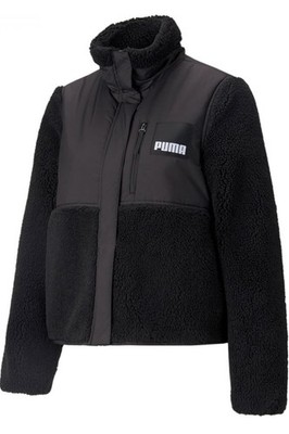 Puma Sherpa Hybrid Jacke Teddy Winter Herbst Plüsch Fell Fake Fur Schwarz NP 96 