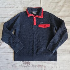 Patagonia Organic Cotton Quilted Snap-T Pullover Blue Red Mens Small