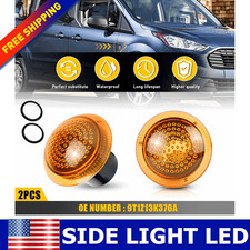 For 2010-2021 Ford Transit Connect Pair Side Amber Lens Signal Turn Lights LH+RH