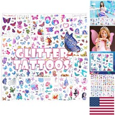 Durable Glitter Fairy and Mermaid Tattoos - 24 Sheets for Kids' Slumber Parties