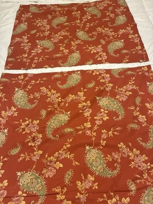 Pottery Barn Shams STANDARD Paisley Florence Red Green Gold Cotton VINTAGE PAIR