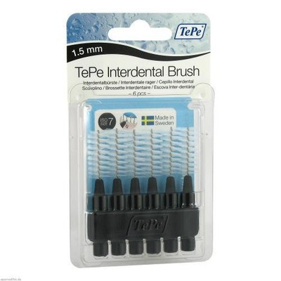 TEPE Interdentalbürste 1,5mm schwarz 6St Zahnbürste PZN 7641446