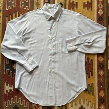 Vintage 1950s Arrow Sanforized Selvedge Decton Oxford Shirt Sz L - Light Blue