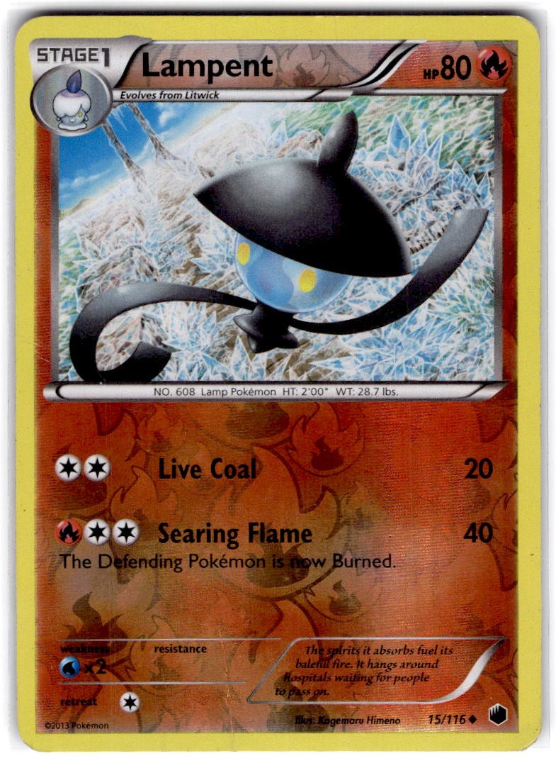 Lampent 15/116 - Reverse Holo Uncommon - Plasma Freeze - Heavily Played
